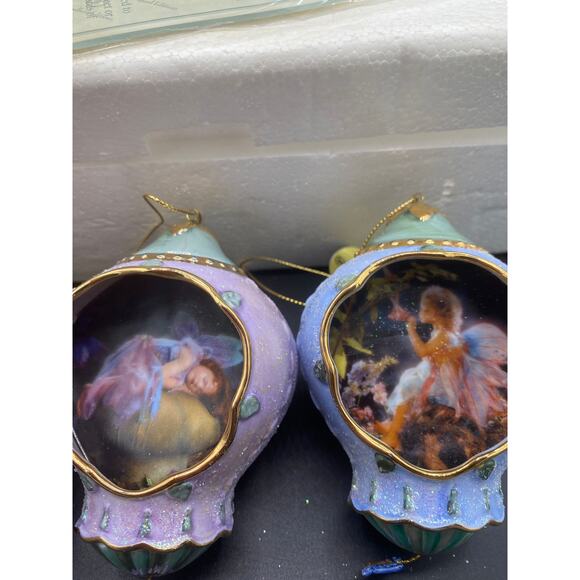 Set of 3 Bradford Editions Xmas Enchanted Garden Lisa Jane Fairy Ornaments 2000 - Picture 3 of 5